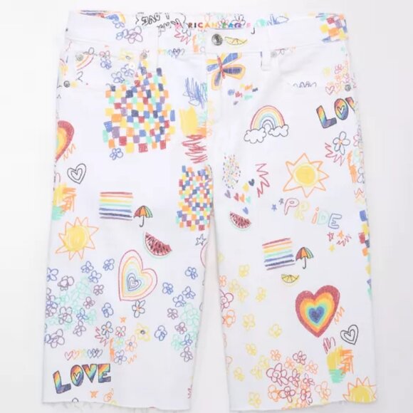 NWOT American Eagle AE Pride Stretch Low-Rise Baggy Bermuda Shorts - Picture 4 of 9